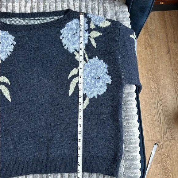 Floral jacquard balloon sleeve knit sweater top - Picture 4 of 7